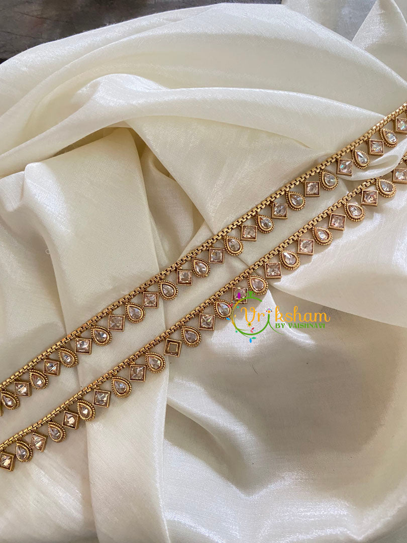 Gold Look Alike No Stone Anklets-G5701
