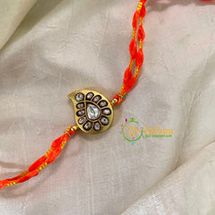 Rakshabandhan Jadau Kundan Rakhi - Paisley -White -RB122