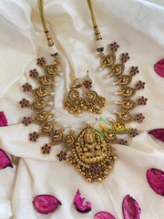 Traditional Lakshmi Pendant Peacock Neckpiece-Gold-G5385
