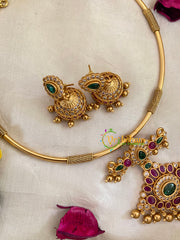 Premium AD Stone Hasli Choker-Red Green White-G9572