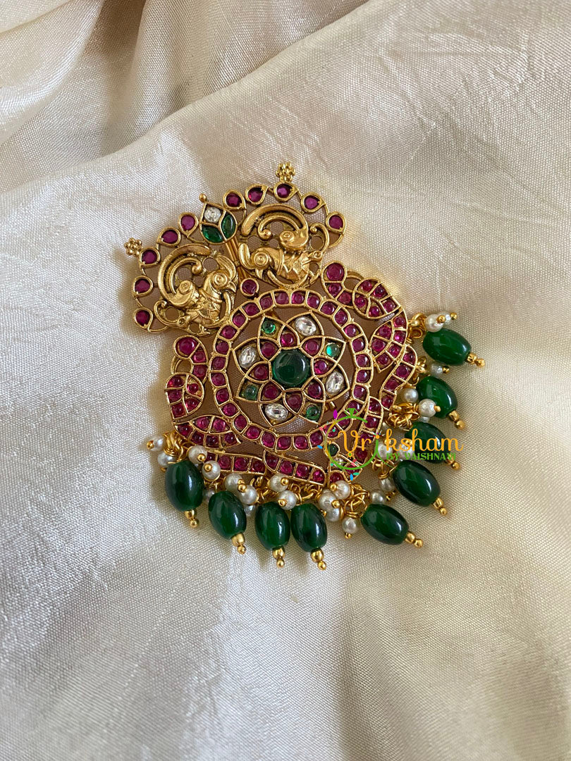 Premium Kemp Single Jada Billai -Bun Billai-Green Bead-G6177