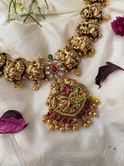 Antique 1 gm Gold Look Alike Lakshmi Neckpiece-Peacock Lakshmi-G4321
