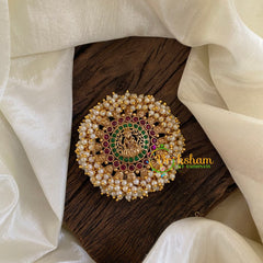 Antique Cluster Pearl Billai -Lakshmi-Red Green -G10223