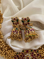 Gold Look alike Cluster Ghungroo Pendant Choker-G3373