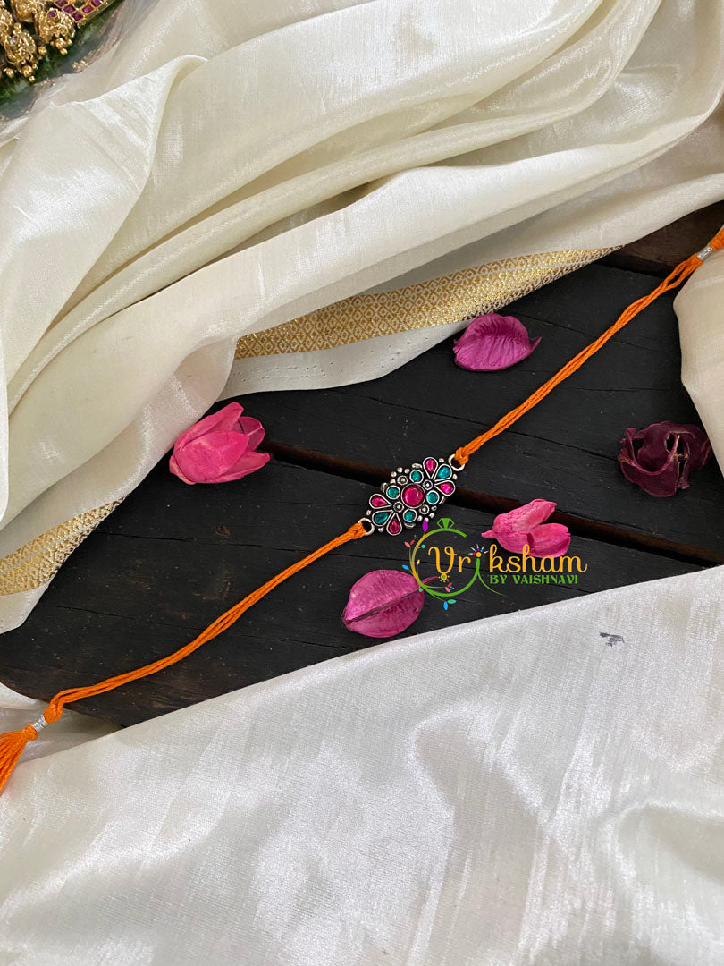 Rakshabandhan Rakhi-Red Green Petal Pendant-RB027