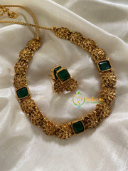 Simple Floral  3 Green AD Stone Choker-G3566