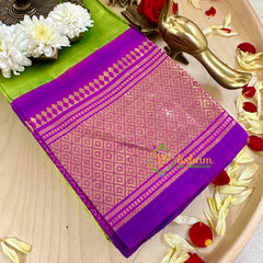 Parrot Green Thiribhuvanam Silk Saree -Pure Silk  -VS1280