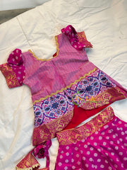 Pink with Violet Indian Traditional Girls Lehenga-VS1421