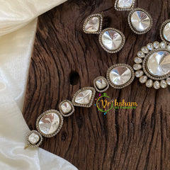 Premium Mossanite Pendant Short Neckpiece-Choker-Antique Gold -M009