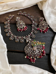 Victorian Diamond Short Neckpiece -Red -Peacock -VV130