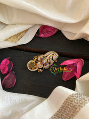 Gold AD Stone Saree Pin -Dress Pin -Floral 2-G4756