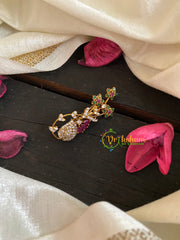 AD Stone Gold Saree Pin -Tri Floral Dress Pin-G4762