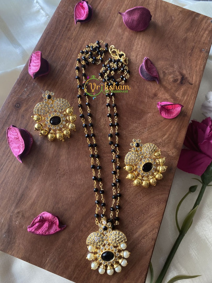 Black Stone Pendant Mangalsutra Chain -G2106