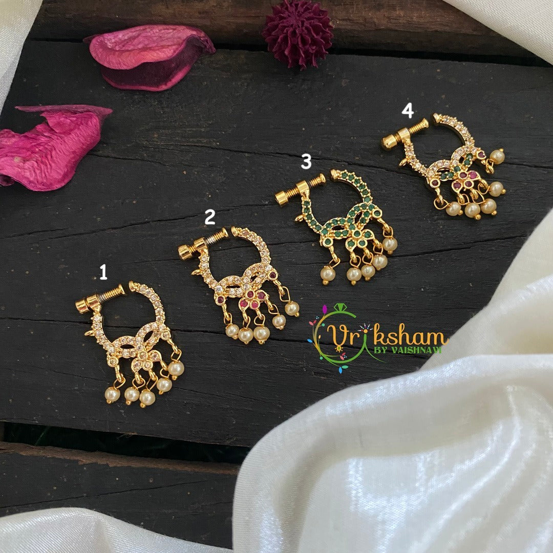 Premium Golden Naths/Nose pin- Dual Peacock-G3060