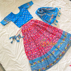 Light blue with Pink Indian Traditional Girls Lehenga Set -VS816