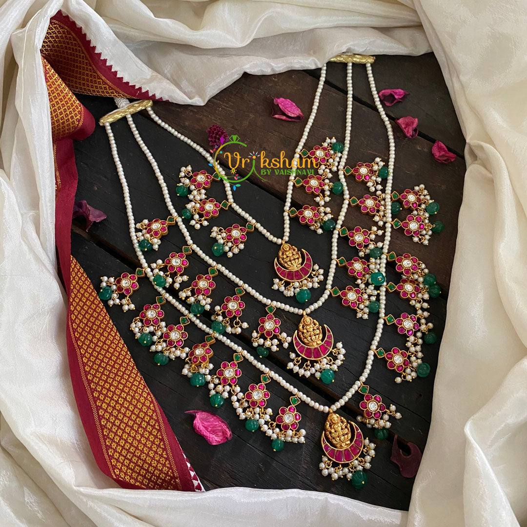 3 Layered Lakshmi Pendant Pearl Neckpiece-J475