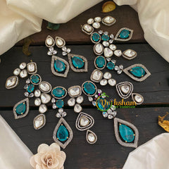 Blue Premium Victorian Diamond Short Neckpiece -VV290
