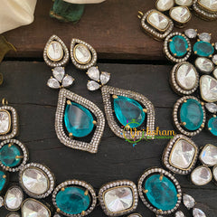 Blue Premium Victorian Diamond Short Neckpiece -VV290