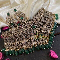 Victorian Diamond Bridal Choker -Green Bead-VV021