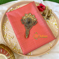 Baby Pink with Green Kora Muslin Saree-VS517