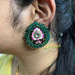 Cluster Bead Meenakari Studs-Green-G5004
