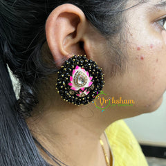 Cluster Bead Meenakari Studs-Black-G5000