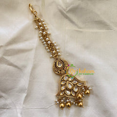 Premium AD Stone Maang Tikka -Gold Pearl-G7140