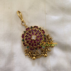 Elegant AD stone Maang Tikka - Short Tikka -Ghungroo -G7108