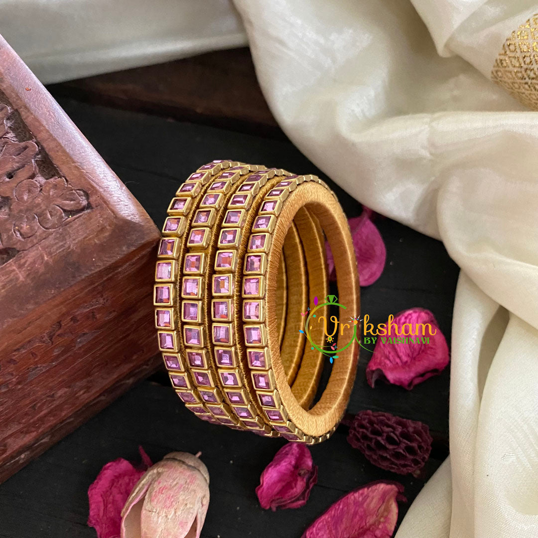 Kids Silk Thread Kundan Bangle-Rose-G4928