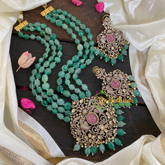 3 Layered Victorian Diamond Neckpiece-Aqua Green-VV007