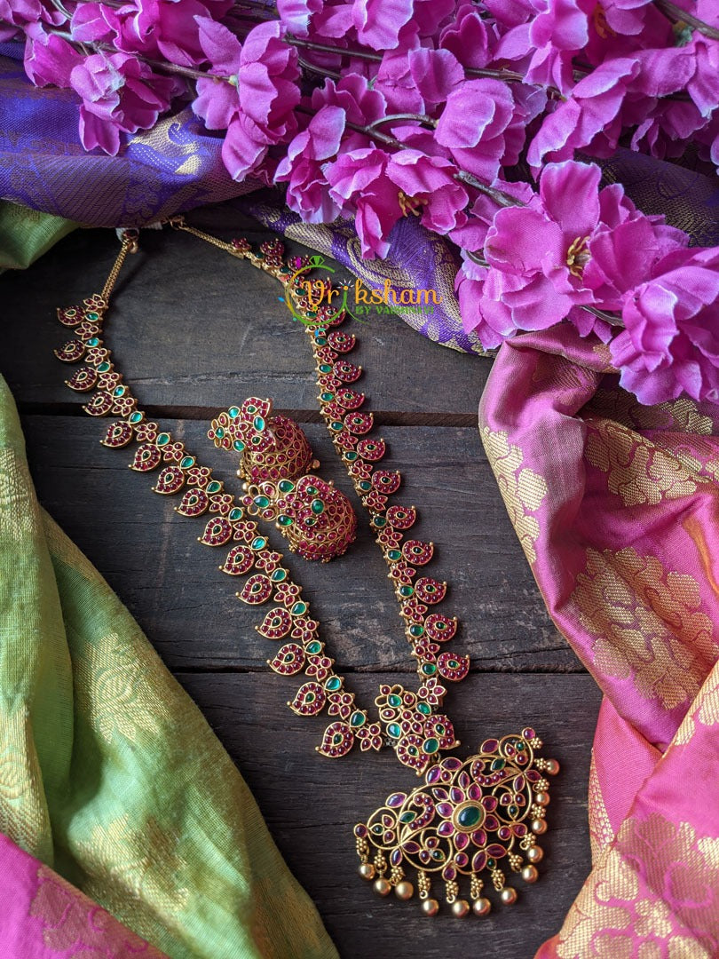 Traditional Precious Kemp Maanga Haram -Red,Green -G929