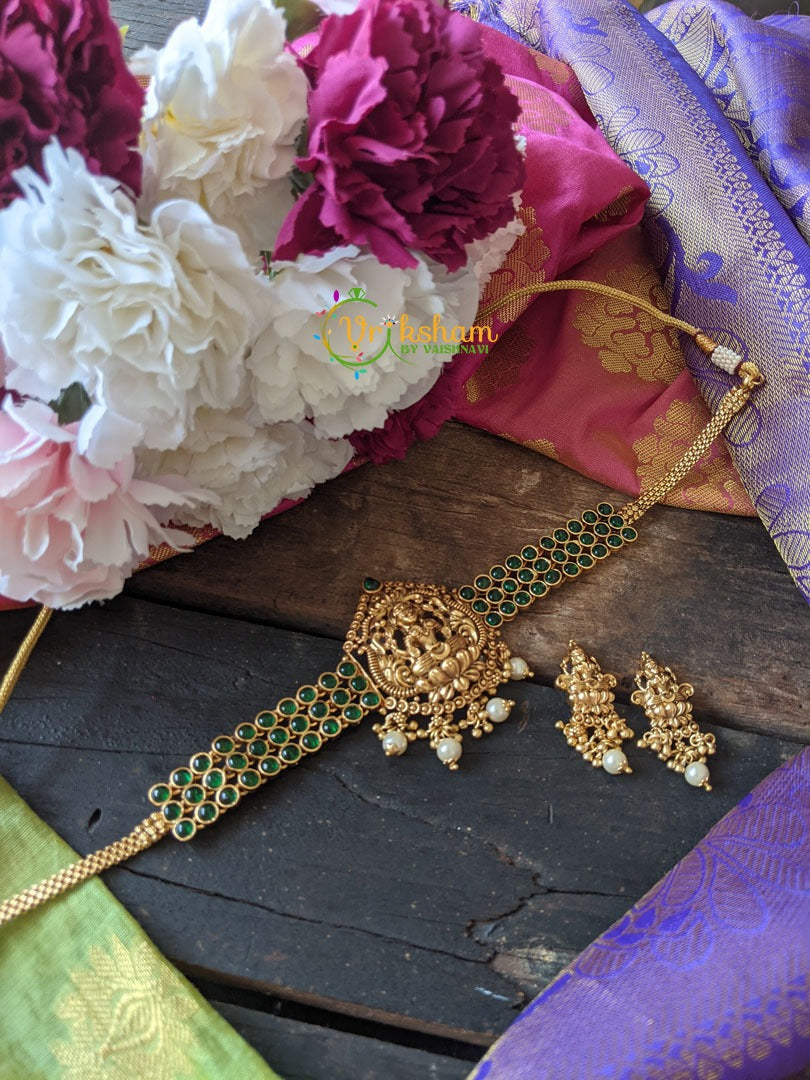 Green Kemp Lakshmi High Neck Choker -G1163