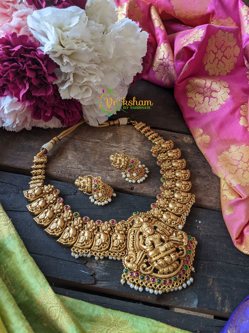 Lakshmi Maanga Neckpiece -Temple jewel -Pearl -G1154