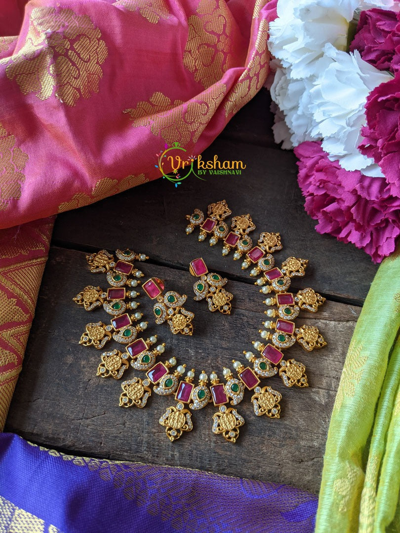 AD Stone Maanga and Coin Short Neckpiece -G1309